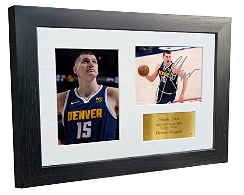 Foto / Fotorahmen, 30,5 x 20,3 cm, Nikola Jokic Denver Nuggets, mit Autogramm, Basketball-Poster, Geschenk G von Kitbags & Lockers