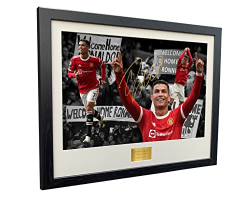 Fotorahmen, Autogramm, Motiv: Cristiano Ronaldo Manchester United A2, signiert von Kitbags & Lockers