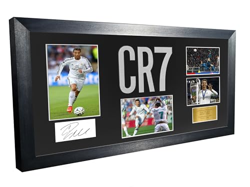 Großes Cristiano Ronaldo Real Madrid Celebration mit präzisionsgeschnittenem CR7-Logo, signiert, signiert, signiert, Fotorahmen, Fußball-Poster, Geschenk, schwarzes Passepartout Großes Cristiano Ronaldo Real Madrid Celebration mit präzisionsgeschnittenem CR7-Logo, signiert, signiert, signiert, Fotorahmen, Fußball-Poster, Geschenk, schwarzes Passepartout von Kitbags & Lockers