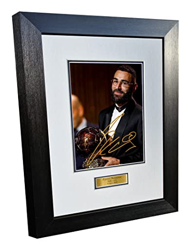 Karim Benzema Tribute Ballon d'Or Gewinner 2022 Real Madrid Autogramm, signiert, 30,5 x 20,3 cm, A4 Fotorahmen Fußball Poster Geschenk G von Kitbags & Lockers