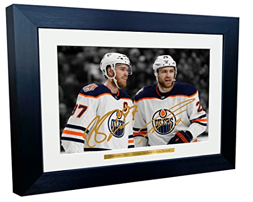 Kitbags & Lockers 30,5 x 20,3 cm, A4 Connor McDavid Leon Draisaitl Edmonton Oilers NHL Autogramm, signiert, Eishockey-Poster, Geschenk, Schwarz & Weiß von Kitbags & Lockers