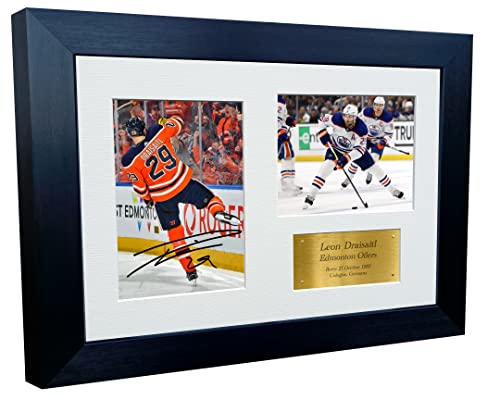 Kitbags & Lockers 30,5 x 20,3 cm, A4 Leon Draisaitl Edmonton Oilers NHL Autogramm, signierter Fotorahmen, Eishockey-Poster, Geschenk Triple G von Kitbags & Lockers