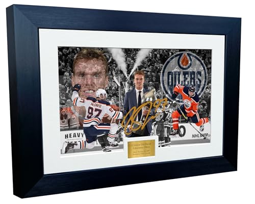 Kitbags & Lockers Connor McDavid Celebration Edmonton Oilers NHL Autogramm-Bilderrahmen, 30,5 x 20,3 cm, A4, Eishockey-Poster, Geschenk von Kitbags & Lockers