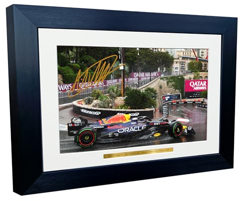 Kitbags & Lockers Max Verstappen Red Bull Racing Monaco Grand Prix Gewinner 2023 Autogramm Foto Bilderrahmen Racing Formel 1 F1 Poster Geschenk 30,5 x 20,3 cm von Kitbags & Lockers