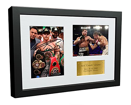 Kitbags & Lockers Saul Canelo Alvarez, 30,5 x 20,3 cm, A4, signiert, Fotorahmen, Boxen, Geschenk, Poster, Gold von Kitbags & Lockers