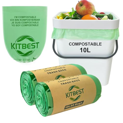 KITBEST 10L Kompostierbare Müllbeutel Biomüllbeutel, 100 Bio Müllbeutel Biologisch Abbaubare mit EN13432 Zertifizierung, Heimkompost Küchenbehälter Müllbeutel Lebensmittelabfallbeutel, Grün KITBEST 10L Kompostierbare Müllbeutel Biomüllbeutel, 100 Bio Müllbeutel Biologisch Abbaubare mit EN13432 Zertifizierung, Heimkompost Küchenbehälter Müllbeutel Lebensmittelabfallbeutel, Grün von Kitbest