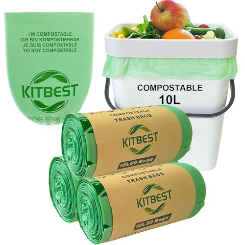 KITBEST 150 Biomüllbeutel Kompostierbare Müllbeutel 10L, Bio Müllbeutel Biologisch Abbaubare mit EN13432 Zertifizierung, Heimkompost Küchenbehälter Müllbeutel Lebensmittelabfallbeutel, Grün KITBEST 150 Biomüllbeutel Kompostierbare Müllbeutel 10L, Bio Müllbeutel Biologisch Abbaubare mit EN13432 Zertifizierung, Heimkompost Küchenbehälter Müllbeutel Lebensmittelabfallbeutel, Grün von Kitbest