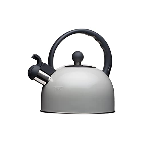 KitchenCraft Living Nostalgia Pfeifenwasserkocher, für Induktionskochfeld, Metall, 1.3L, French Grey von KitchenCraft