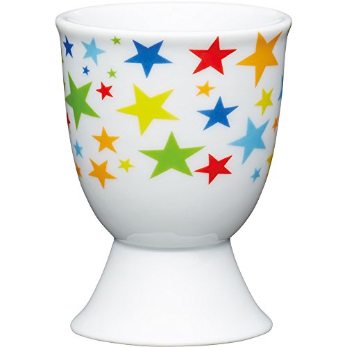 Kitchen Craft Brights Stars Eierbecher Sterne aus Porzellan, Mehrfarbig, 12 x 17 x 22 cm von KitchenCraft