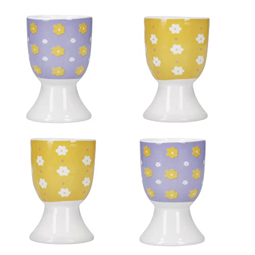 Kitchen Craft KCEGGDA4PC Eierbecher-Set, Porzellan, Gelb und Violett von KitchenCraft