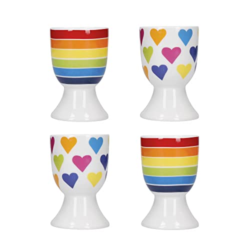KitchenCraft KCEGGRBOW4PC Eierbecher-Set, Porzellan, Mehrfarbig von KitchenCraft