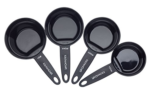 KitchenCraft 4er Set Messbecher, Magnetisch und leicht zu verstauen, mit jeweils 2 Messeinheiten, 250/120 ml, 180/60 ml, 160/80 ml, 120/30 ml, Schwarz von KitchenCraft