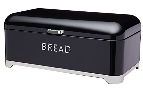 KitchenCraft Lovello Brotbox, Schwarz, Stahl, glatte Oberfläche, mit Deckel, für Brot, Brötchen etc., 42 cm x 22 cm x 19 cm von LOVELLO