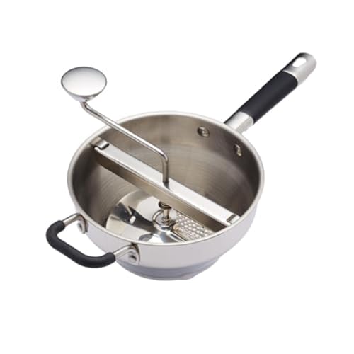 MasterClass Lebensmittelmühle, Pürierstab, manuelle Lebensmittel- und Gemüsemühle, Edelstahl, 43,5 x 21 x 19,5 cm, Silber von Master Class