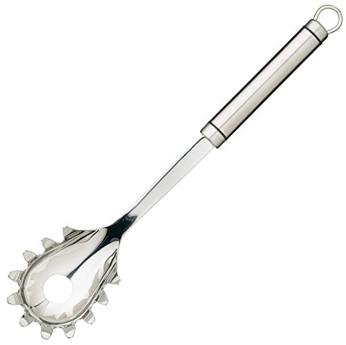 KitchenCraft Professional Spaghetti-Löffel, Ovaler Edelstahl-Nudellöffel mit Griff, Silber, 32,2 cm lang, 1 Stück von KitchenCraft