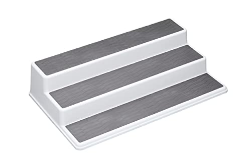 Copco Basics 3-stufiges Gewürzregal für den Innenschrank, rutschfestes Küchenregal, 38 x 22,5 x 8,5cm, weiß/grau von Copco