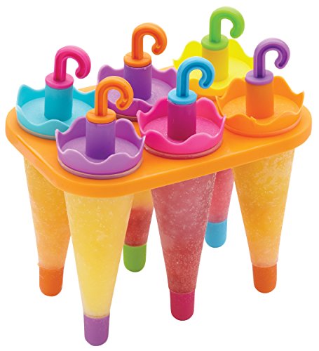 KitchenCraft 6er Set Formen für Eis am Stiel, Regenschirmform, Wiederverwendbar, Kunststoff, 50 ml Kapazität von KitchenCraft