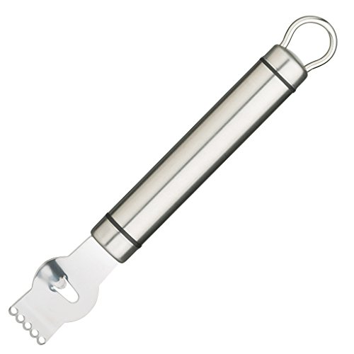 KitchenCraft Professional Zitronenschaber, Canelle-Messer, Edelstahl-Zester mit eingebautem Zesselier für Zitrusfrüchte, Silber, 21cm lang, 1 Stück von KitchenCraft