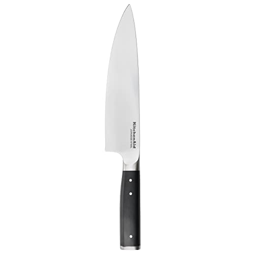 KitchenAid Gourmet Allzweck-Küchenmesser, scharfe Klinge aus hochwertigem japanischem Kohlenstoffstahl, Schwarz, 20 cm / 8 Zoll von KitchenAid