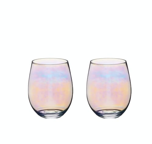 BarCraft Rainbow-Pearl Iridescent Bechergläser, 2er Set, 600ml, Geschenkbox von Bar Craft