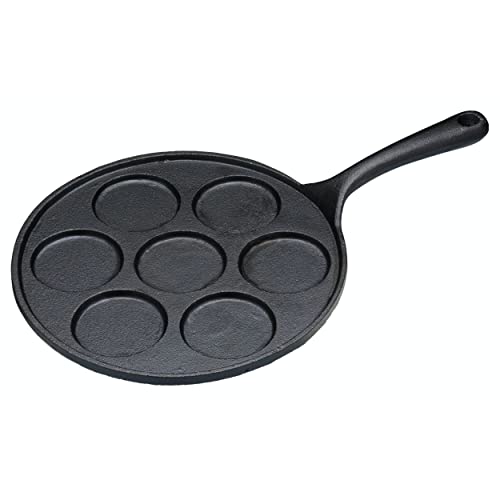 KitchenCraft Gusseisen Mini-Pfannkuchenpfanne, Backofen-sichere Pfanne kann sieben Blinis mit einer Größe von je 6,5 cm auf jedem Herd backen, 24 x 37,5 cm, 1 Stück, Schwarz von KitchenCraft