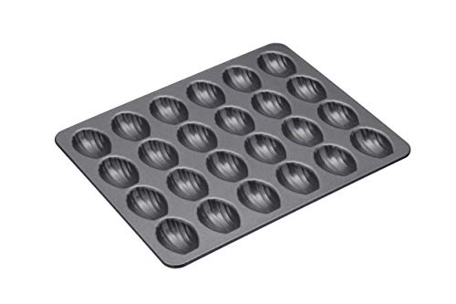 MasterClass Madeleine-Blech mit PTFE-, PFOA- und BPA-freier Antihaftbeschichtung, robuster 1 mm dicker Kohlenstoffstahl, 24-Loch-Kuchenform, Grau von Master Class