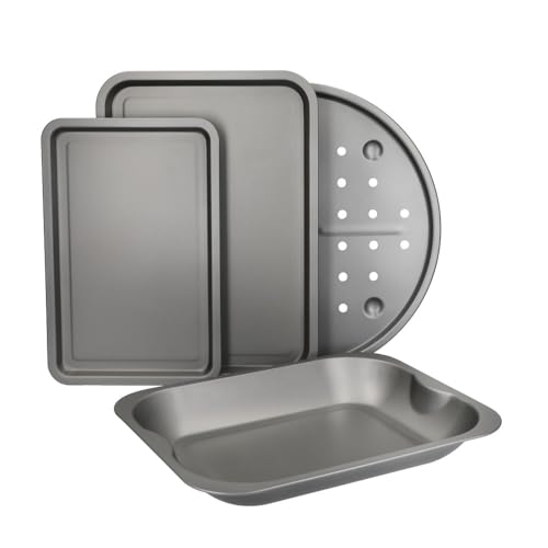 KitchenCraft KCROASTSET4PC 4-Piece Non-Stick Pizza and Roasting Tin Set Bratset, Edelstahl, Silber KitchenCraft KCROASTSET4PC 4-Piece Non-Stick Pizza and Roasting Tin Set Bratset, Edelstahl, Silber von KitchenCraft