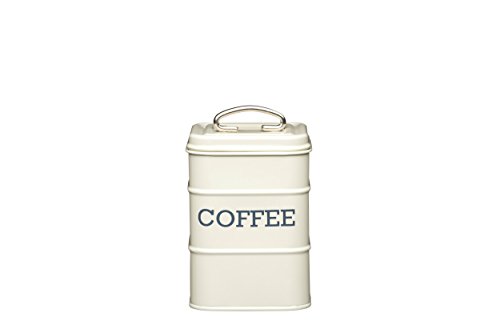 KitchenCraft Kaffeedose, Stahlbehälter mit altmodischem Design, Living Nostalgia Collection, klassische antike Cremefarbe, 11x11 x17cm, 1 Metallbehälter, Creme von KitchenCraft