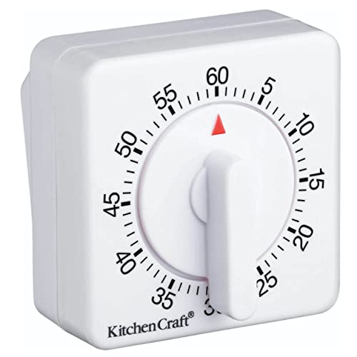 KitchenCraft Aufziehbarer Küchen-Timer, 60 Minuten, Weiß von KitchenCraft