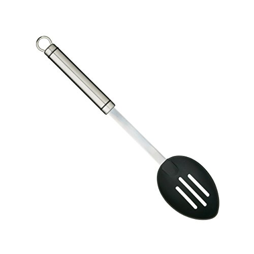 KitchenCraft Professional Schaumlöffel mit antihaftbeschichteten Nylonkopf, Edelstahl, 35 cm, Silber/Schwarz von KitchenCraft