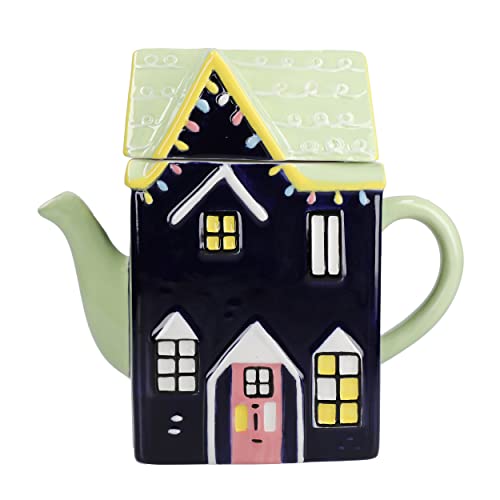 KitchenCraft The Nutcracker Collection Keramik-Teekanne, 1,2 l, in Geschenkbox, Marineblau von KitchenCraft