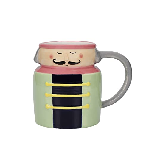 KitchenCraft The Nutcracker Collection Keramikbecher, 300 ml, mit Geschenketikett, KCXMNUTMUG, Shwarz von KitchenCraft