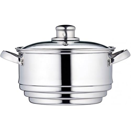 KitchenCraft Universaleinsatz Dampfgarer mit Deckel, Universal Dämpfer mit Glasdeckel, Passt auf fast jede Pfanne und Kochtopf, Silber Edelstahl, Durchmesser 16, 18 und 20 cm, von KitchenCraft