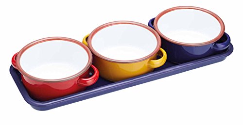 KitchenCraft World of Flavours Servierschalen aus Emaille, Tapas-Schalen mit Tablett, Serviertablett mit Servierschüsseln, Servierplatte mit 3 Schüsseln, 11.5 x 13.5 x 5 cm, Mehrfarbig KitchenCraft World of Flavours Servierschalen aus Emaille, Tapas-Schalen mit Tablett, Serviertablett mit Servierschüsseln, Servierplatte mit 3 Schüsseln, 11.5 x 13.5 x 5 cm, Mehrfarbig von KitchenCraft