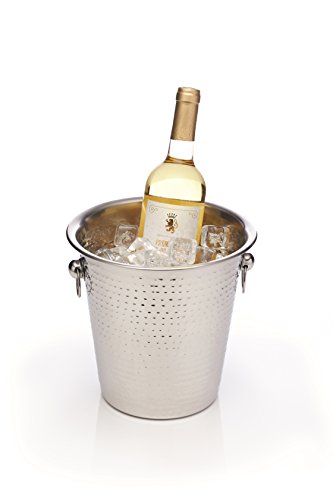 BarCraft Champagner-Eimer, Edelstahl-Weinkühler-Halter mit gehämmerter Oberfläche, 4 Liter Fassungsvermögen, 21 x 20,5 x 21cm, 1 Stück von Bar Craft