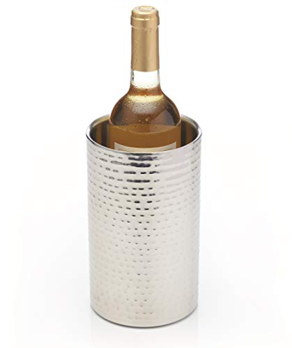 BarCraft Weinkühler, doppelwandiger Edelstahl Champagnerkühler, 12 x 20cm, gehämmertes Finish von Bar Craft