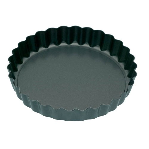 KitchenCraft Törtchenformen/Quiche-Schalen mit Antihaftbeschichtung und Losen Böden, 10 cm, 4er-Set, Schwarz von KitchenCraft