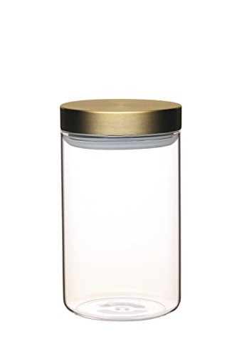 MasterClass Vorratsbehälter, Vorratsdose zur Aufbewahrung von Tee/Kaffee/Kaffeebohnen/Granola, Dosen Aufbewahrung aus Glas mit luftdichtem Messingdeckel, Aromadose, 1L, Ø 10 cm (17,5 cm hoch) von Master Class