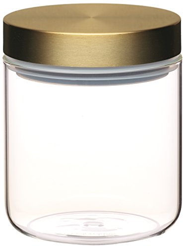MasterClass Klarer Vorratsbehälter mit Messingdeckel, Küchenbehälter aus Glas, 700ml Fassungsvermögen, 25 x 25cm, 1 Stück von Master Class