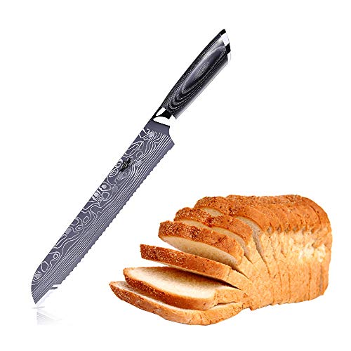 Kitchen Emperor Brotmesser, Profi 22.8CM Sägemesser, Prämie Rostfreier Stahl Küchenmesser mit pakakaholzgriff von Kitchen Emperor