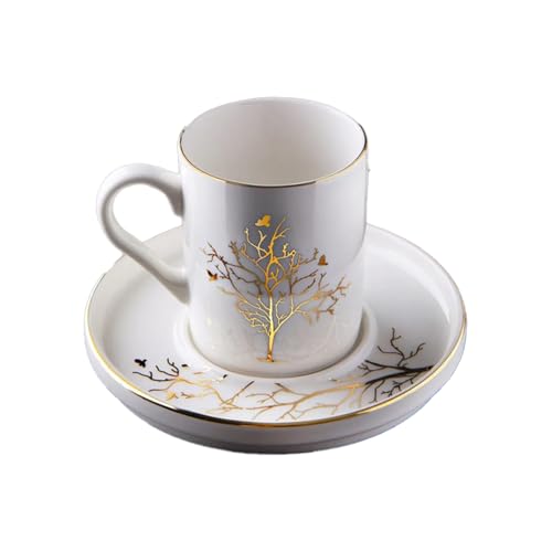 Kitchen Life 12-teiliges Espressotassen Set aus Porzellan – 100 ml – Für 6 Personen – Mit Lebensbaum Design – Spülmaschinengeeignet & Elegant für jeden Anlass von Kitchen Life