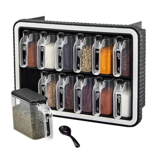 Kitchen Life 12‑teiliges Gewürzgläser‑Set mit Griff, Löffel & Wandhalterung – 300 ml – BPA‑frei, stapelbar – Mit selbstklebenden Etiketten & praktischer Dosierfunktion Kitchen Life 12‑teiliges Gewürzgläser‑Set mit Griff, Löffel & Wandhalterung – 300 ml – BPA‑frei, stapelbar – Mit selbstklebenden Etiketten & praktischer Dosierfunktion von Kitchen Life