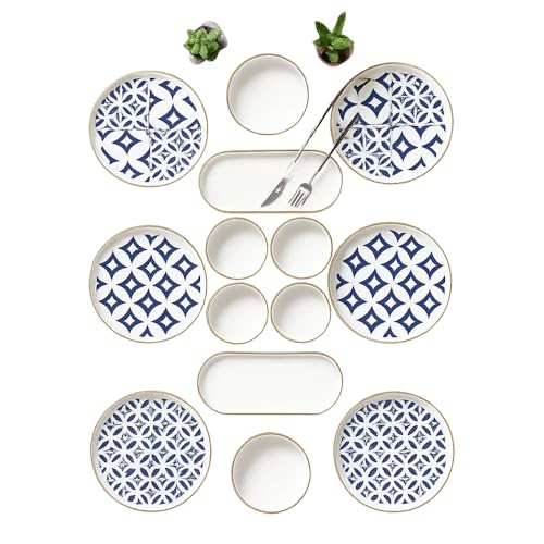 Kitchen Life 14-teiliges Frühstücksset für 6 Personen – Karo Stackable Serie aus Kütahya Keramik – Handgefertigtes, hochglänzendes & stapelbares Keramikgeschirr Kitchen Life 14-teiliges Frühstücksset für 6 Personen – Karo Stackable Serie aus Kütahya Keramik – Handgefertigtes, hochglänzendes & stapelbares Keramikgeschirr von Kitchen Life
