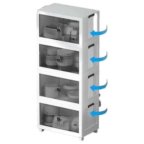 Kitchen Life 4er Rollcontainer Organizer – Stapelbares Regalsystem mit Rollen & Magnetverschluss – Weiß, 4 Etagen – Kunststoffmodul B/H/T 102×101×105 cm von Kitchen Life