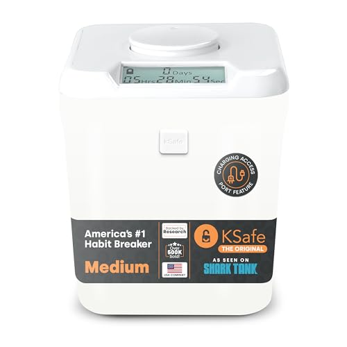 Kitchen Safe mit Zeitschloss-Container (Medium), Zeitschloss-Box für Handys, Snacks und andere unerwünschte Versuchungen (weißer Deckel + 13.97cm weißer Behälter mit Zugangsöffnung) von Kitchen Safe