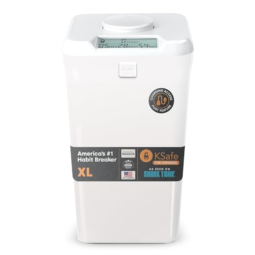 Kitchen Safe mit Zeitschloss-Container (XL), Zeitschloss-Box für Handys, Snacks und andere unerwünschte Versuchungen (weißer Deckel + 26.4cm weißer Behälter) von Kitchen Safe