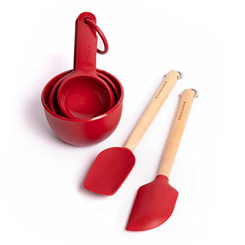 Bundle aus KitchenAid 2pc Mini Birchwood Spateln Set - Empire Rot + KitchenAid 4pc Messbecher Set - Empire Rot von KitchenAid