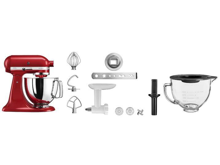 KITCHENAID Küchenmaschine 5KSM125EBM SCHWARZ MATT , rot (empire rot), B:24cm H:36cm T:37cm, Küchenmaschinen, Gratis Fleischwolf, Schüssel, Spritzgebäckvorsatz (Wert: ca.238,- UVP) von KitchenAid