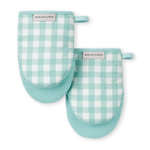 KITCHENAID Mini-Ofenhandschuh-Set, Gingham-Muster, Mineralwasser, 14 x 20,3 cm, 2 Stück KITCHENAID Mini-Ofenhandschuh-Set, Gingham-Muster, Mineralwasser, 14 x 20,3 cm, 2 Stück von KitchenAid