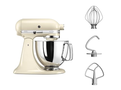 KitchenAid 144280 5KSM125EAC Artisan Küchenmaschine (300 Watt, mit Grundausstattung) crème, 4.8 L von KitchenAid